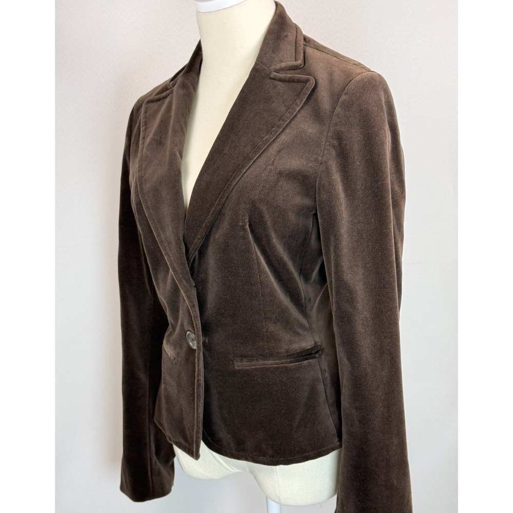 Express Design Women' Brown Velvet Blazer Jacket Two Button Size 6 - Picture 2 of 7